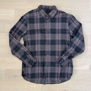 John Varvatos Star USA Light Weight Cotton Plaid Shirt in Purple and Green